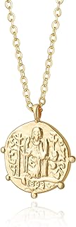 Aobei Pearl 18K Gold Plated Moon Star Lion Evil Eye Love Heart Cross Pendant Necklace Medallion Paperclip Chian Choker Layering Jewery for Women
