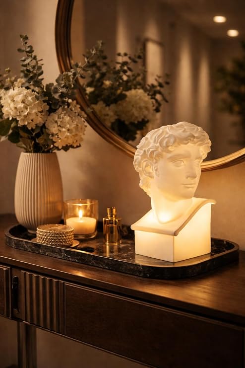 David Büst Dekoratif Lamba | LED Uyumlu Tasarım Aydınlatma | Modern & Sanatsal Masa Üstü Lamba | 25 cm [Enerji Sınıfı A]
