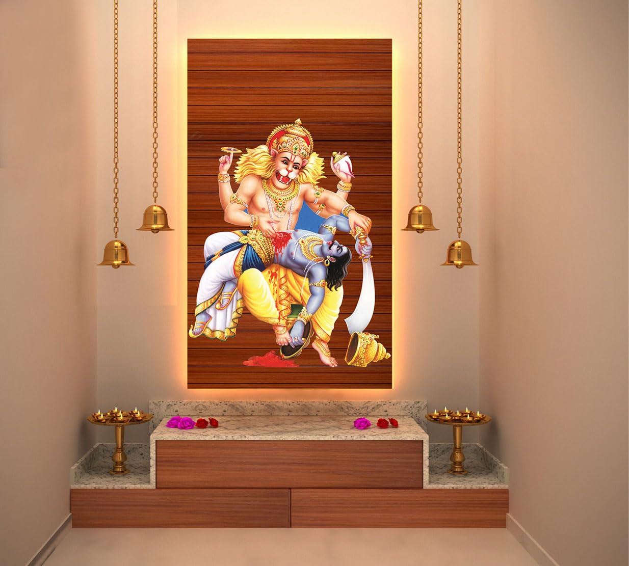 Merical Narsingh Avatar Wall Sticker (58 x 47 cm) | Lord Narasimha Spiritual Self-Adhesive Peel & Stick Wall Décor for Home, Living Room, Bedroom, Hall & Temple Area-image-36