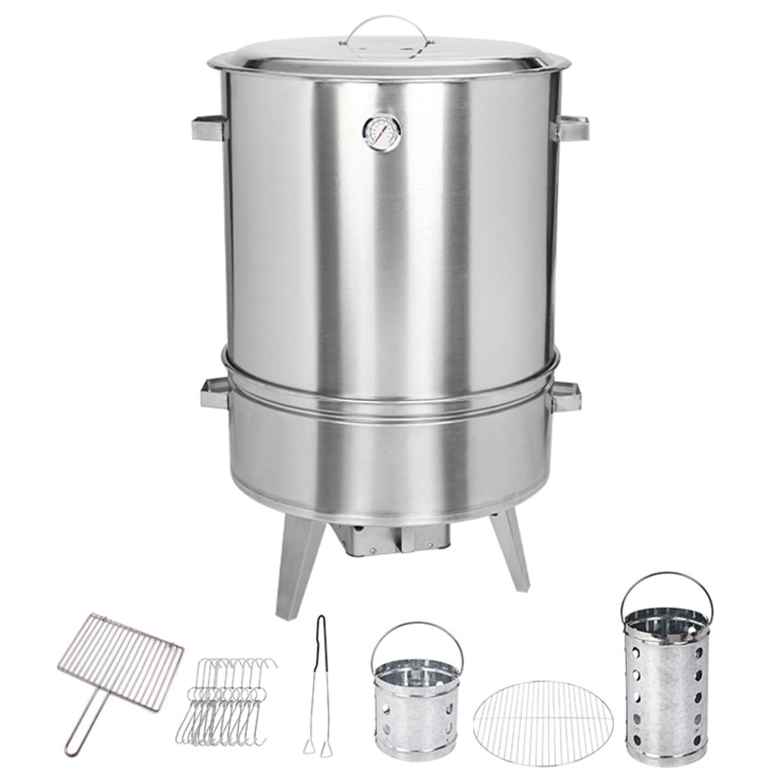 Barbecue e Affumicatori di Grandi Dimensioni, Barbecue a Carbonella, Griglia Sospesa in Acciaio Inox con Termometro, Design Diviso per Campeggio