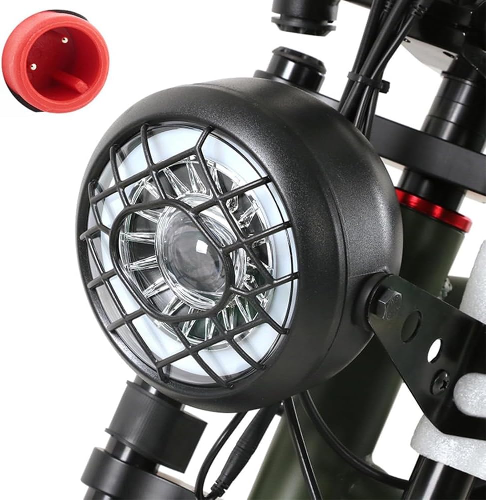 E-Bike Head Light Super Bright LED Light for Bike 36V 48V Safety LED Front Light for Night Riding Waterproof 2-Pin Connector