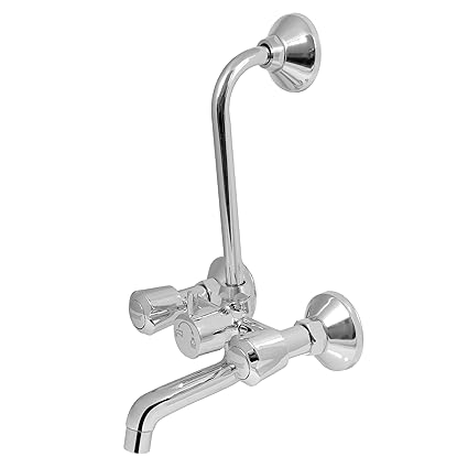 SEAKING NOWMLB7023 Brass Wall Mixer With Provision For Over Head Shower and 125mm Long Bend Pipe (Chrome)