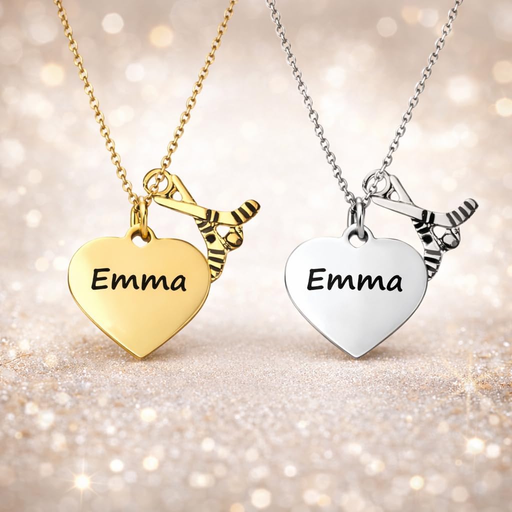 Personalized Hockey Necklace with Engraved Charm, Hockey Jewelry, Hockey Gifts, Ice Hockey Charm Necklace, for Girl Hockey Players & Hockey Moms - Image 5