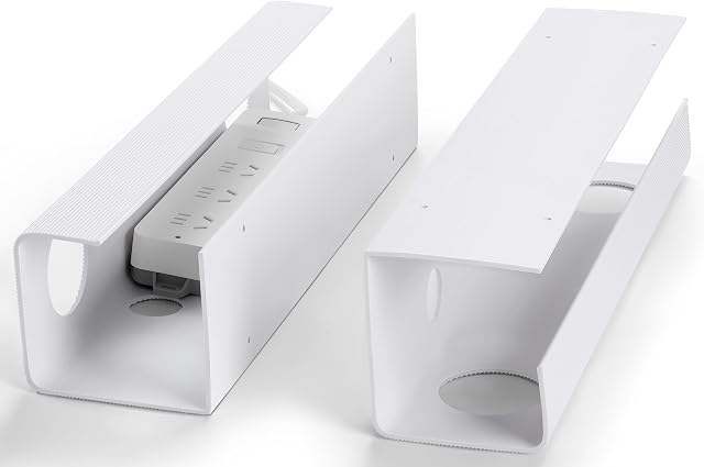 Plateau de gestion de câble de grande capacité 2 Pack, sous le plateau de câble (2xL15.7in), PVC Bureau permanent Cable Management, Idées de gestion de cordon, Organisateur de câble de bureau pour le bureau et la maison- Blanc