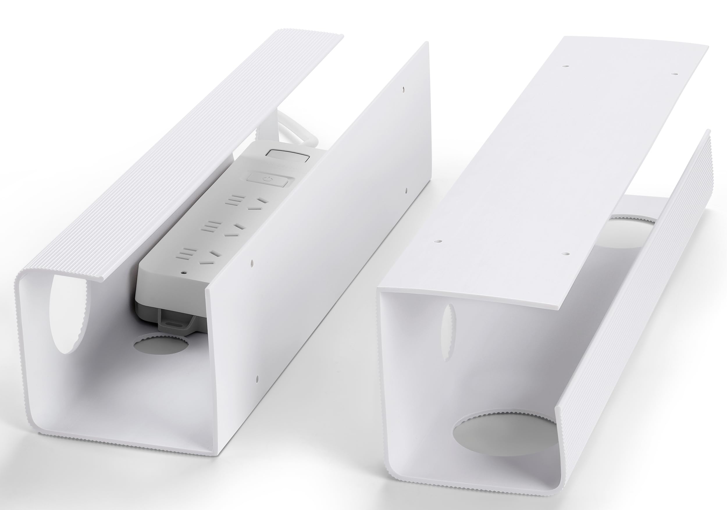 Photo 1 of ZhiYo 2 Pack Large Capacity Cable Management Tray, Under Desk Cable Tray 31.5in(2X L15.7in), PVC Standing Desk Cord Management Ideas, Cable Organizer for Office and Home - White