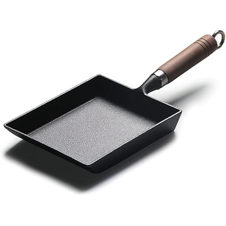 LI-GELISI Tamagoyaki Japanese Omelette Pan/Egg Pan,Rectangle Frying Pan Mini Frying Pan Iron Omelette Pan Tamagoyaki-ki Wooden Handle 7×6 inch