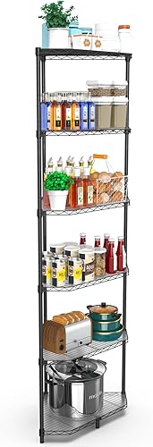 Miniatura 7 de Estantería de alambre esquinero NSF de 6 niveles, 20 x 20 x 72 pulgadas, 600 libras, estante de almacenamiento de metal ajustable resistente con