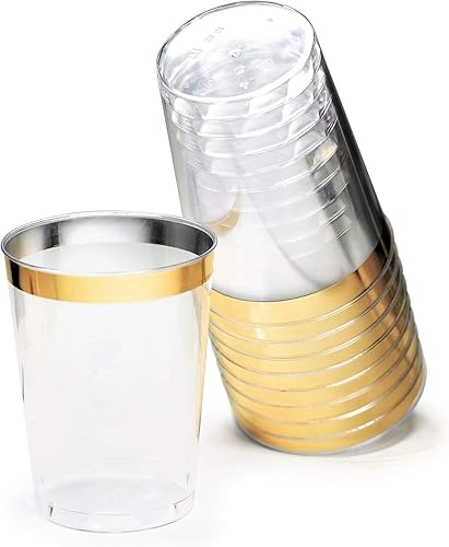 Miniatura 3 de Ocassions - Vajilla de 50-150-200 piezas para 25 invitados, color dorado, A3. Marfil con borde dorado.