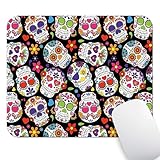 Wknoon Mouse Pad Customized Design, Day of The Dead Colorful Vintage Sugar Skull Abstract Seamless Floral Vector Background