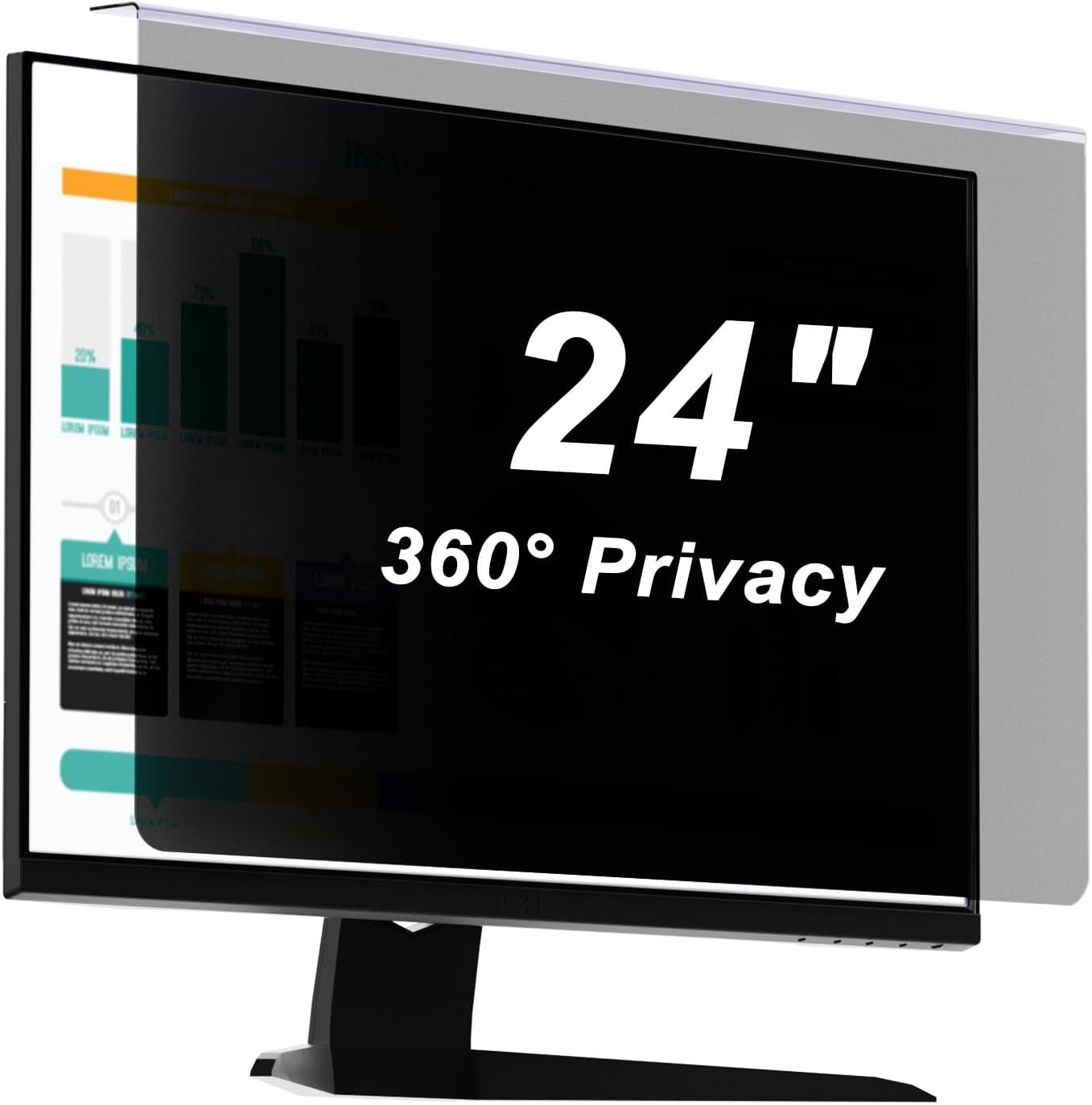 【2 Pack】 360° Computer Privacy Screen Protector for 27 Inches - 16:9/16:10 Aspect Ratio Monitor Anti Blue Light Widescreen Filter Hanging Type Easy Installation Shield for Desktop Computer