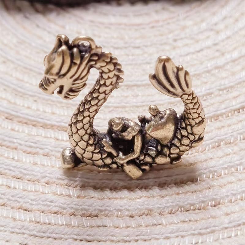 4Pcs Creative Gift Brass Solid Dragon Boat Dragon Boat Retro Keychain Case Bag Pendant Accessories image 4