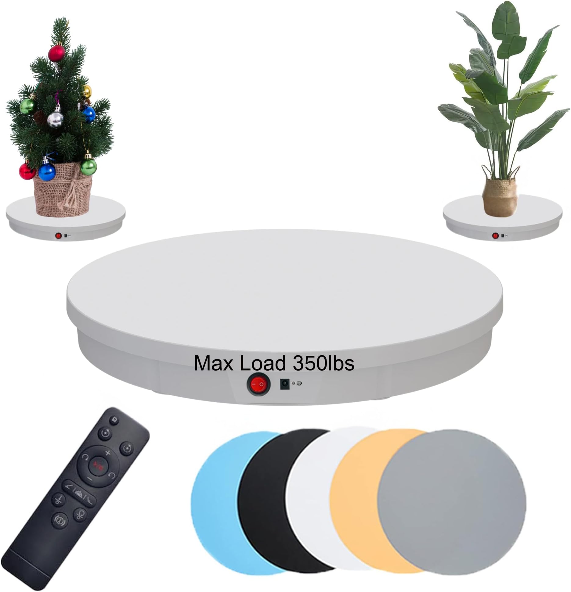 JAYEGT 電動回転ディスプレイスタンド、360度電動回転ポトグラフィーターンテーブル 製品ディスプレイ、ライブショー、リモコン用 + 5色の背景 (ホワイト/20.5インチ/330ポンド負荷/有線)