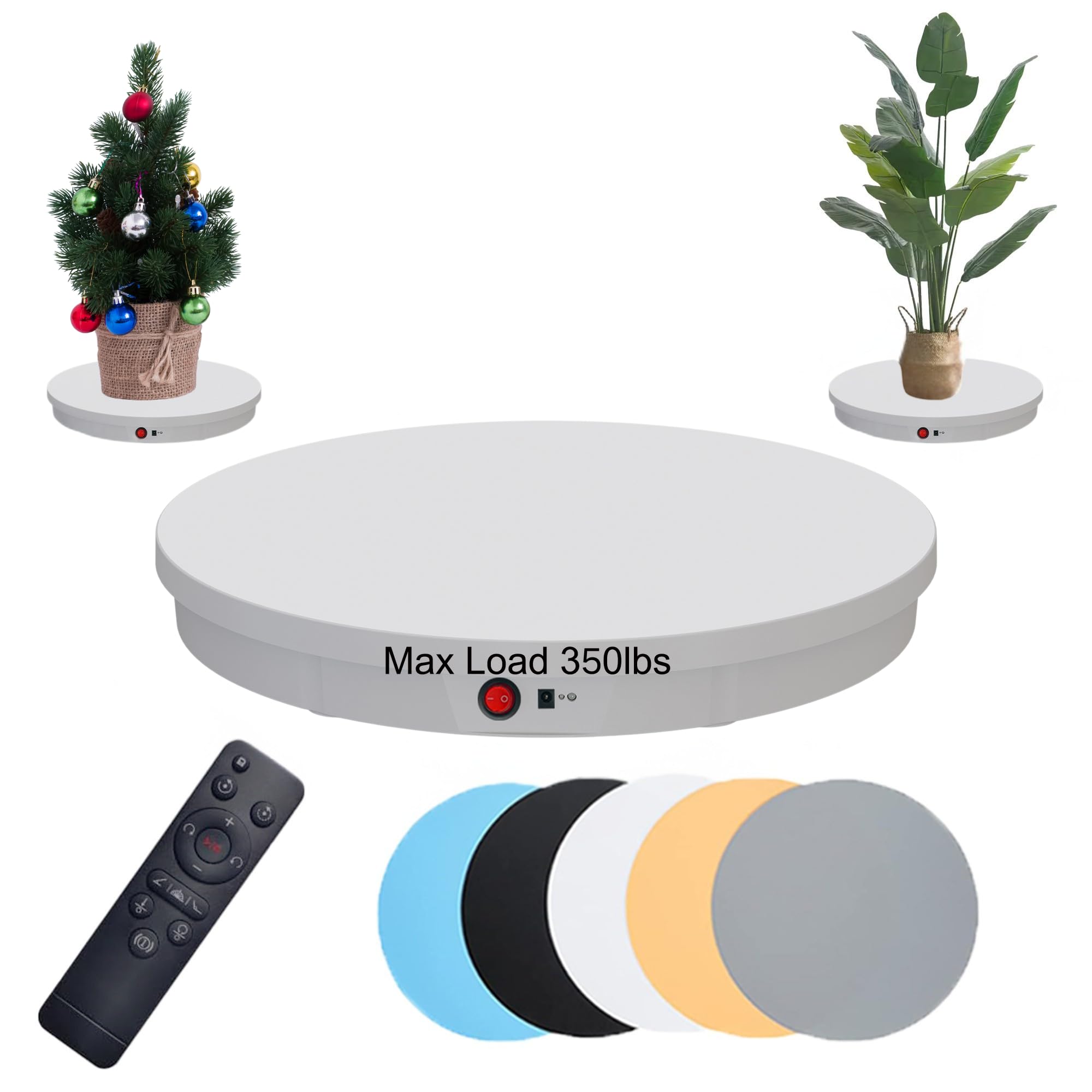 JAYEGT 電動回転ディスプレイスタンド、360度電動回転ポトグラフィーターンテーブル 製品ディスプレイ、ライブショー、リモコン用 + 5色の背景 (ホワイト/20.5インチ/330ポンド負荷/有線)