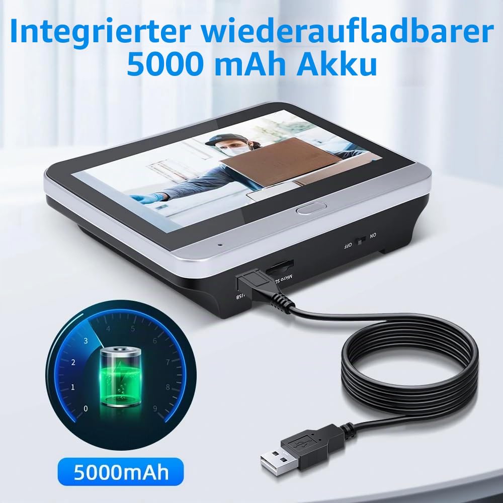 3PA1 WLAN Türspion Kamera mit 32GB Speicherkarte mit 4.3 Zoll Farbbildschirm 5000mAh Akku,2K Kabellose Video Türklingel Kamera mit 160°-Winkel, PIR-Bewegungserkennung,Zwei-Wege-Videoanruf