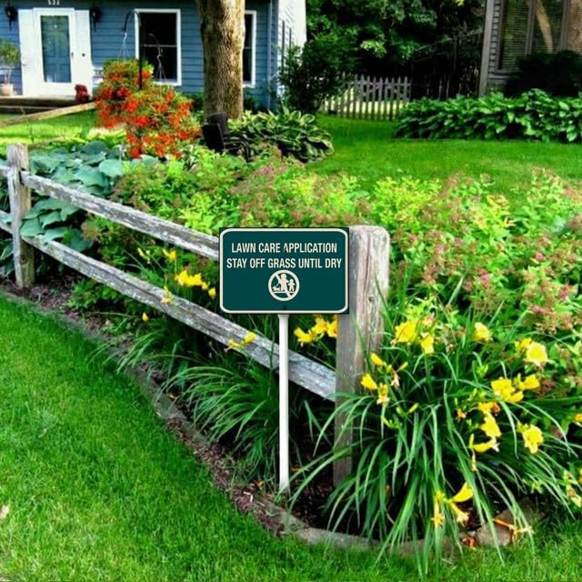 Miniatura 2 de Letrero de 8 x 12 pulgadas para el cuidado del césped, con estaca, de aluminio resistente, para jardín, exterior, decoración del hogar