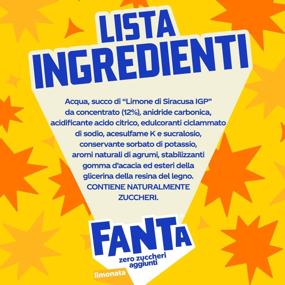 Italian Gourmet Fanta Zero Zuccheri bevanda Limone Syrakus Dose 72 x 330ml | Ohne Zuckerzusatz und Konservierungsstoffe, lattina riciclabile, gusto, Gesamtnettogewicht 23,76 L + Kostenlos Polpa 400g