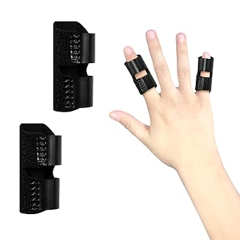 2 PCS Small Finger Splint, Adjustable Trigger Finger Splint, Straightener for Broken Strained Arthritis for Pinky, Index Splints for Teenagers and Women Black