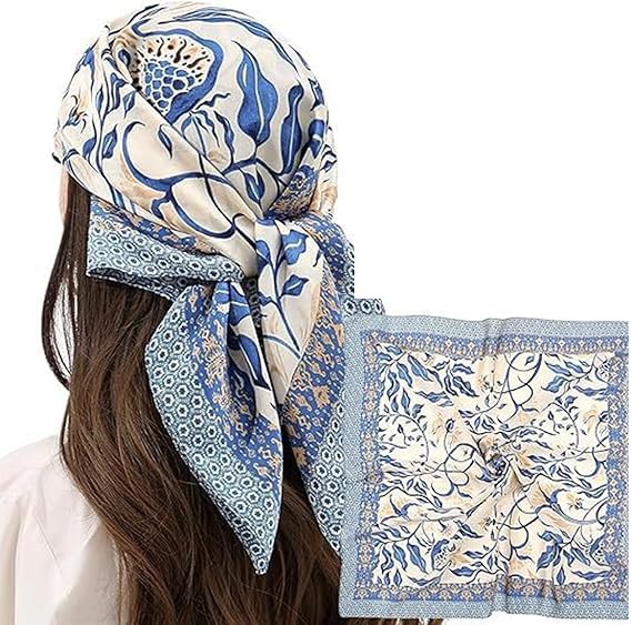 Scarves for Women, Scarf for Women Stylish, Satin Bandana Fashionable Blue Accessory for Everyday Wear, Travel, and Gifting