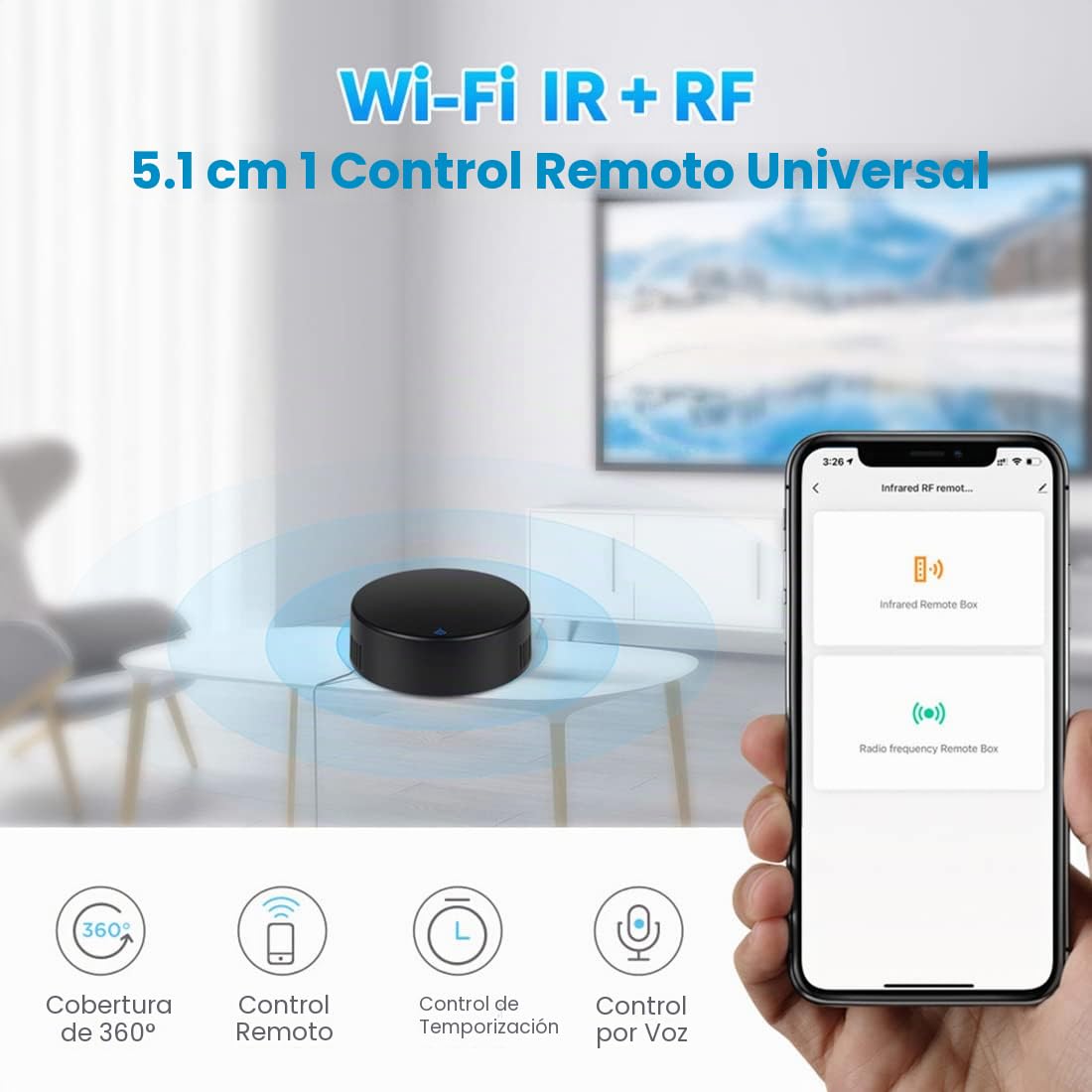 Tuya Smart RF IR Control Remoto WiFi Smart Home Controlador Infrarrojo para Aire Acondicionado TV Soporte de TV Alexa, Home