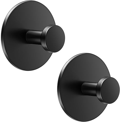 Miniatura 11 de Gancho de pared adhesivo para abrigo y toalla: Extra pegajoso 12 libras (máx.), perchero de acero inoxidable soporte para puerta colgador, blanco