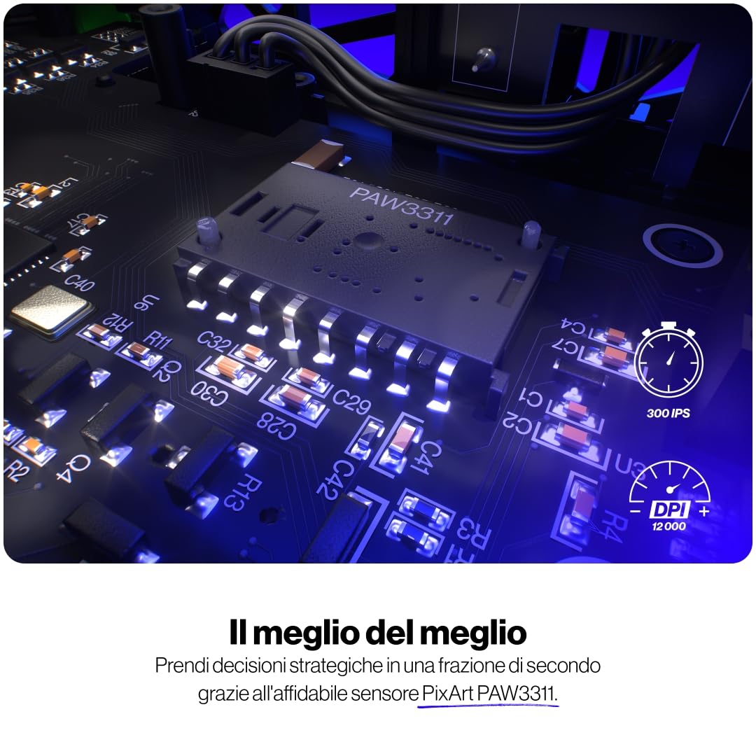 ENDORFY LIV Wireless, mouse da gioco, mouse senza fili, design ultraleggero (69 g), massimo 12.000 DPI, PixArt PAW3311, Kailh GM 4.0, 2,4GHz, BT, USB-A, retroilluminazione ARGB, EY6A018