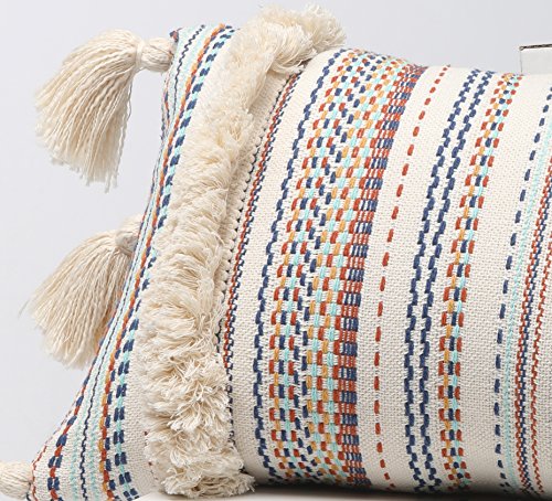 Decorative Pillow Throw Boho Pillow Tassel Sham Couch Pillowcase Cushion Covers ,12"X20" (Multi) #TOP2