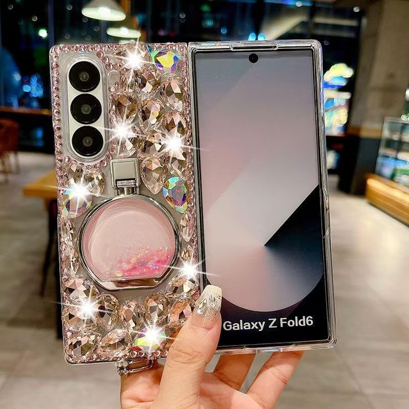 for Samsung Galaxy Z Fold 7 Bling Case Cute Glitter Handmade Phone,Pink image 5
