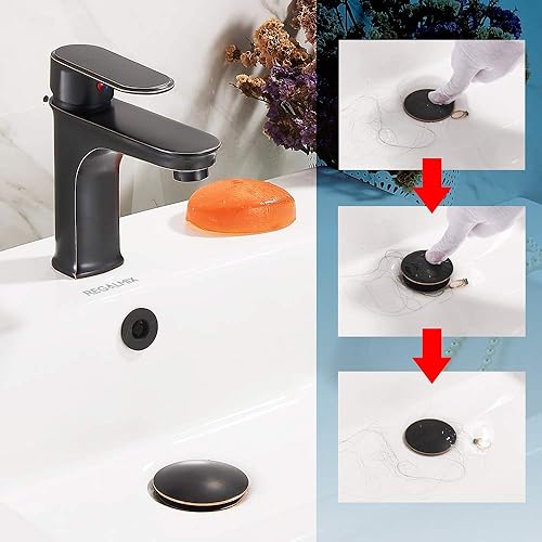 Miniatura 3 de Desagüe para fregadero de baño, drenaje emergente con tapón de cesta desmontable, colador de drenaje antiexplosión y antiobstrucción, ensamblaje