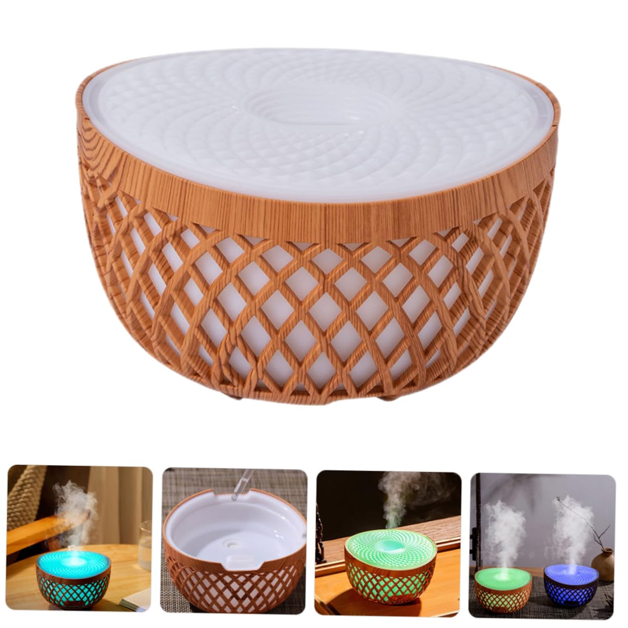 KOMBIUDA Umidificatore Silenzioso Luce Notturna e Diffusore Oli Essenziali Mini Diffusore Wireless Per Ufficio Camera e Bagno Atmosfera Rilassante e Design Elegante