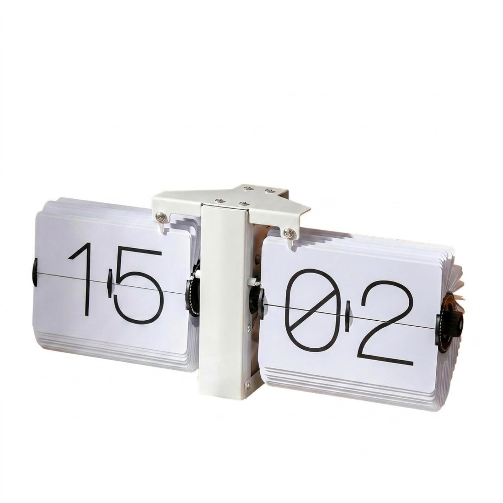Table Flippage Timepiece Clock Large Number Retro Flip Clock Mechanical for Home Office, Bookshelf, Living Room Matte White 24h-image-43