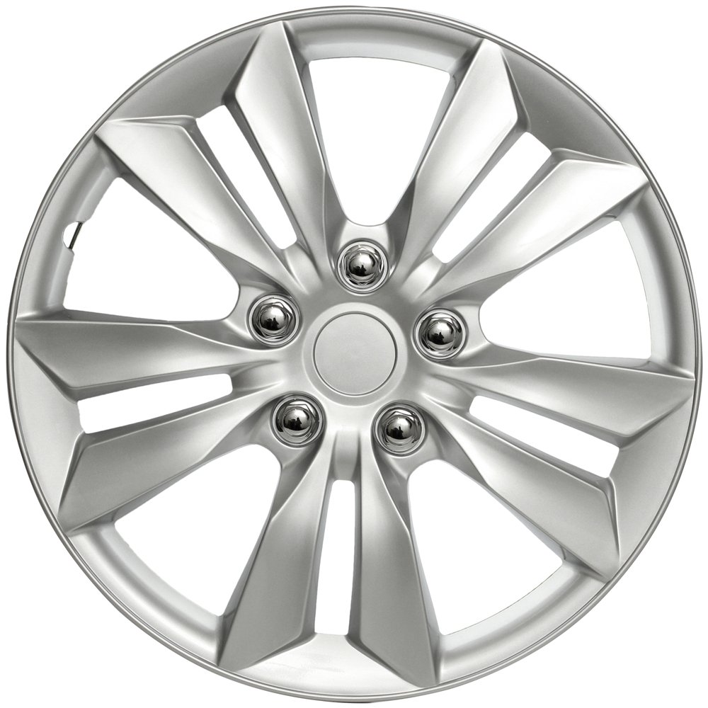 16 inch Hubcaps Best for 2011-2014 Hyundai Sonata - (Set of 4) Wheel Covers 16in Hub Caps Silver Rim Cover - Car Accessories for 16 inch Wheels - Snap On Hubcap, Auto Tire Replacement Exterior Cap