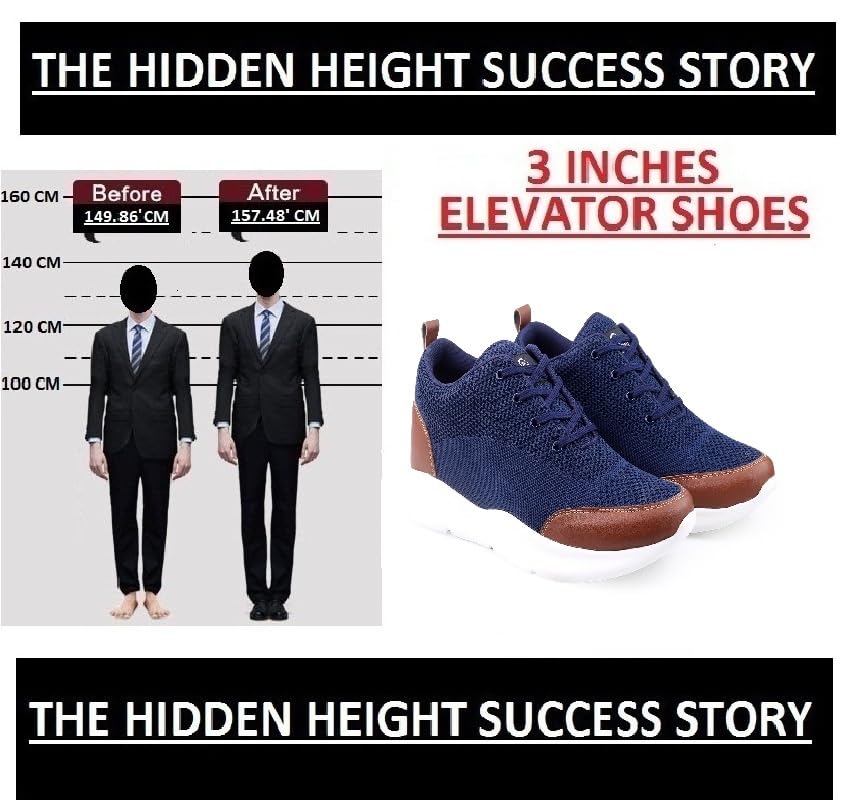 Image of Mens Global Rich's Men's 3 Inch Hidden Height Increasing Black,Blue,Brown,Grey Casual Sports Laceup Shoes with Eva Sole Casual Shoes