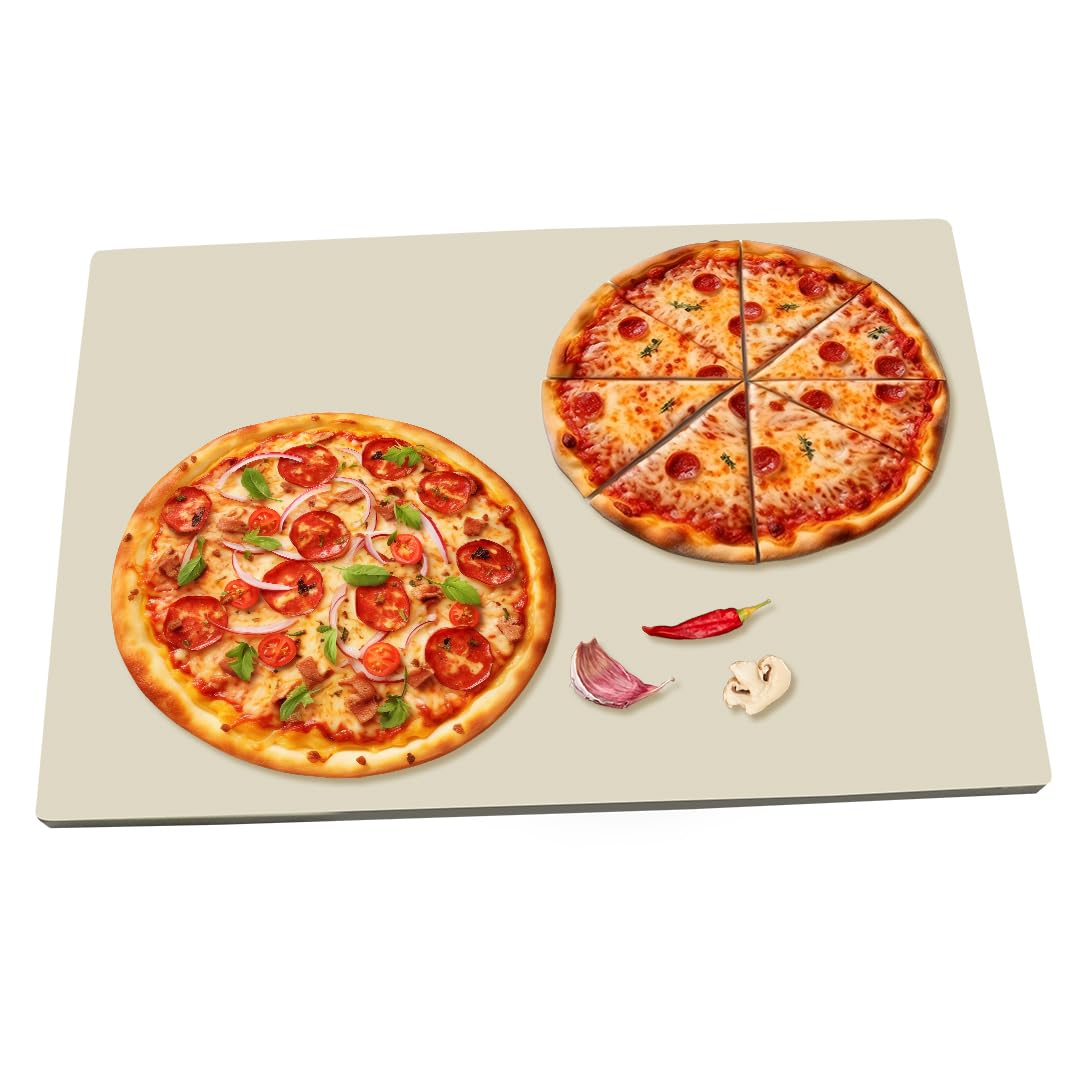 BTCDR Pizza Stone, Baking Stone, Heavy Duty Cordierite Bread Stone for Oven Grill, Thermal Shock Resistant, Ideal for Baking Different Sizes of Pizzas or Bread (Rectangular, 24’‘x17 3/4'')