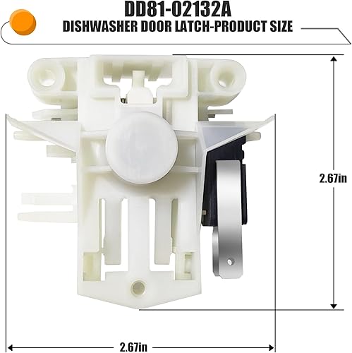 Miniatura 3 de DD81-01629A DD81-02132A - Pestillo para puerta de lavavajillas compatible con Samsung modelo DW80F600UTB DW80K5050US DW80K7050UG DW80F800UWS