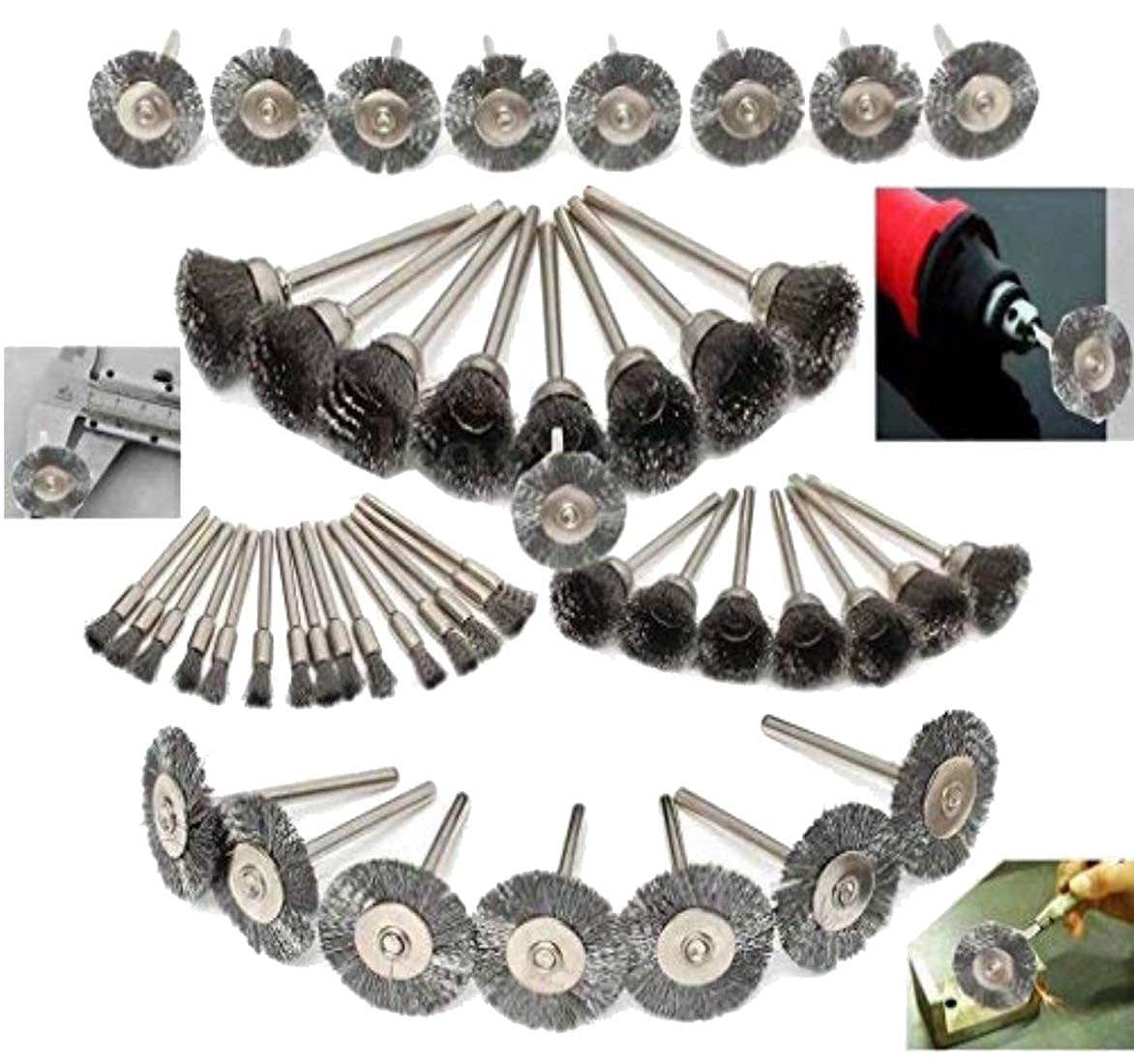 diy crafts pack of 3 pcs, mettalic silver, 3 pcs only, steel wire wheel brushes diy tools for dremel accessorie rotary burr a (pack of 3 pcs, mettalic silver)
