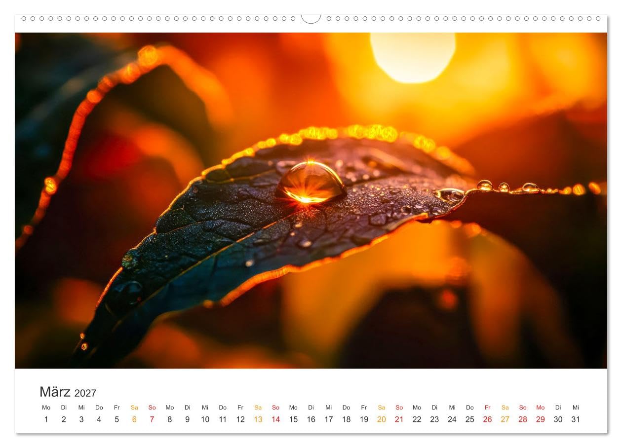 CALVENDO - Zauber der Tropfen (Wandkalender 2027 DIN A2 quer), Monatskalender: Der Zauber des Morgentaus - eine glitzernde Natur.