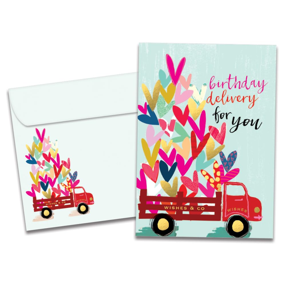 Tree-Free Greetings - Birthday Card - Artful Designs - 1 Card + Matching Envelope - Made in USA - 100% Recycled Paper - 5 x 7 - Special Delivery (GO61213)