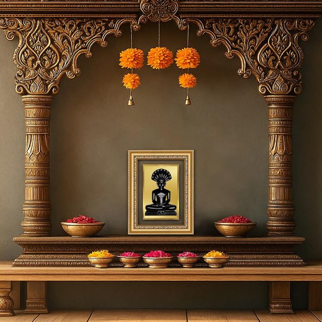 Image of DIVINITI Lord Parshvanatha 24K Gold Plated Foil Wall and Tabletop Photo Frame for Home Decor, Puja Room, Living Room, Office, Luxury Gifting | DG Frame 112 S2.5 (26x20 CM)
