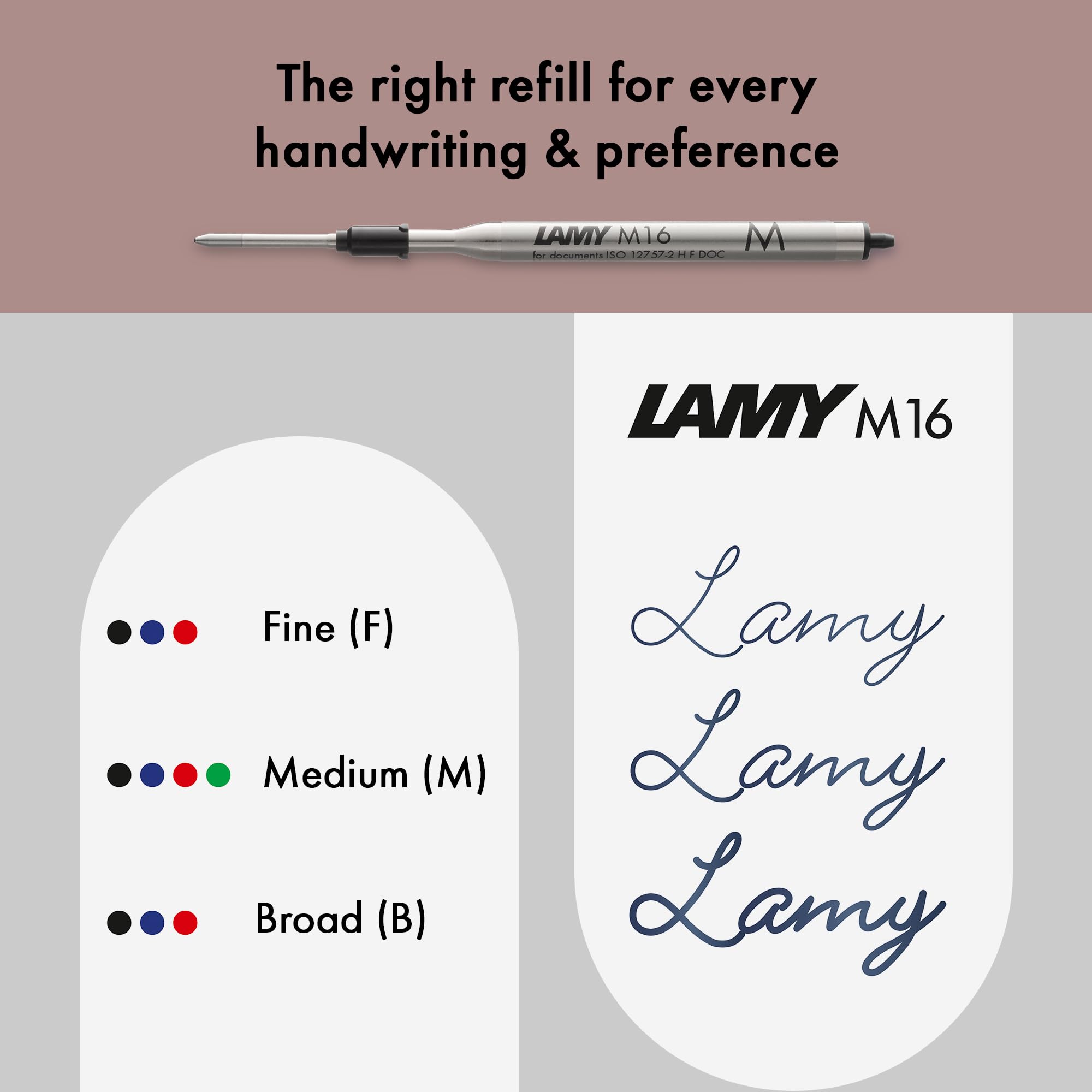 Lamy studio royalred sfera- universale con involucro in acciaio inossidabile elegante - con clip a forma di elica - refill gigante M 16 M nero