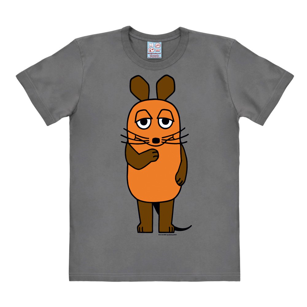 Logoshirt T-Shirt Offiziell lizenziertes Die Sendung mit der Maus Print, Rundhals, Grau-Meliert, Größe XXL