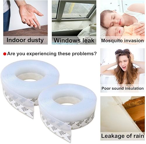 Miniatura 3 de Tira de sellado de silicona  Burlete de puerta de 32.8 ft33 pies  Tira de puerta inferior tope de corriente (0.984 in, transparente)