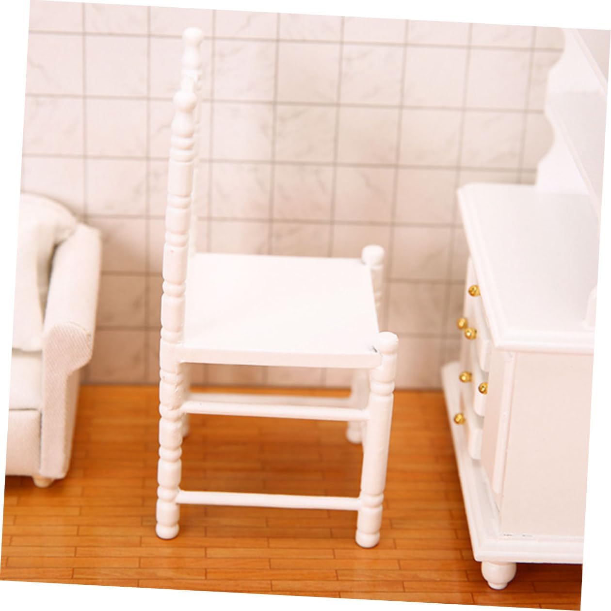 Miniature Dollhouse Dining Chair Small Scale White Mini Furniture Accessory for Doll House Decoration and DIY Miniature Home Scene