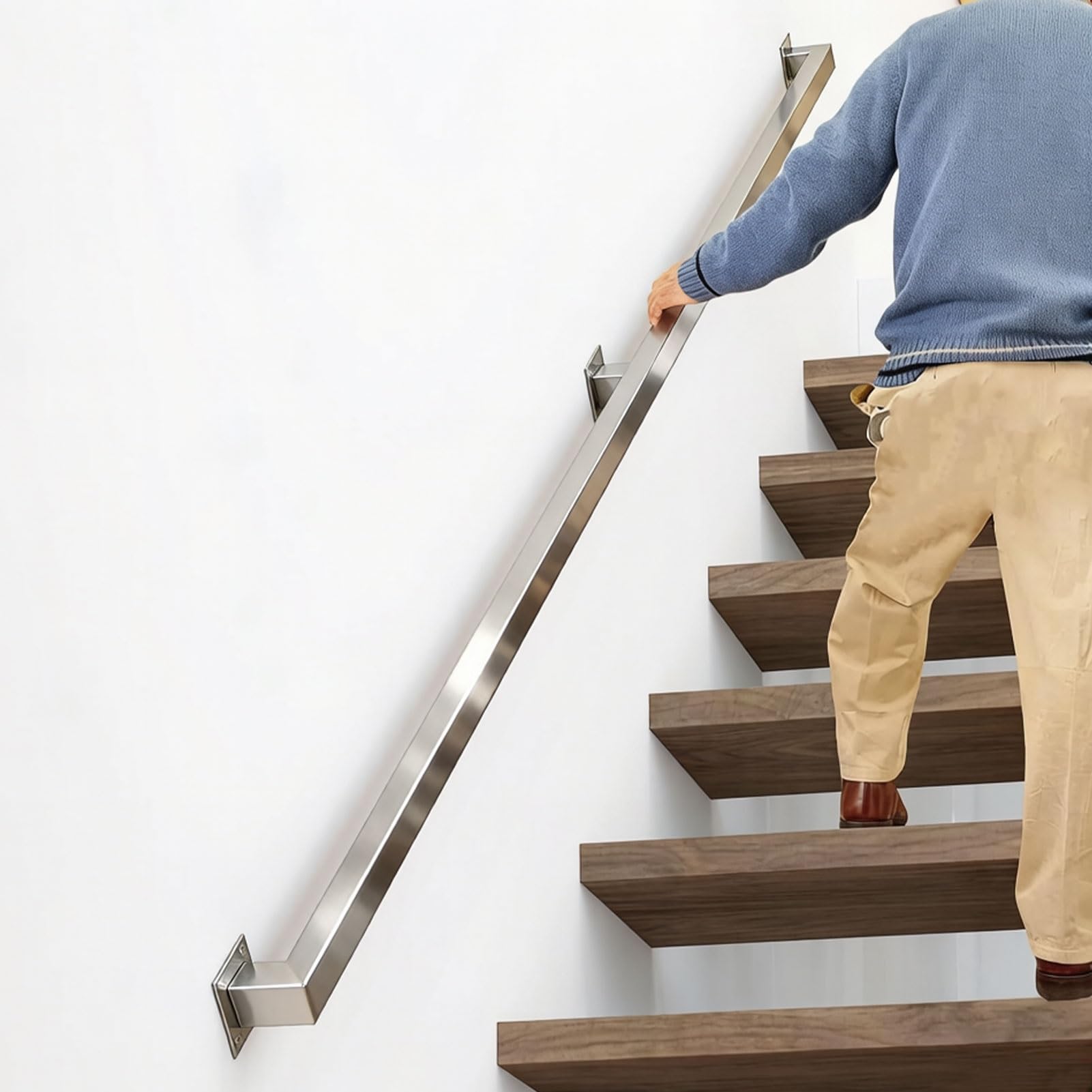 Stainless Steel Stair Railing Indoor, Staircase Banister Hand Rails, Non-Slip Safety Guardrail Railing for Corridor, Loft, Stair Baluster