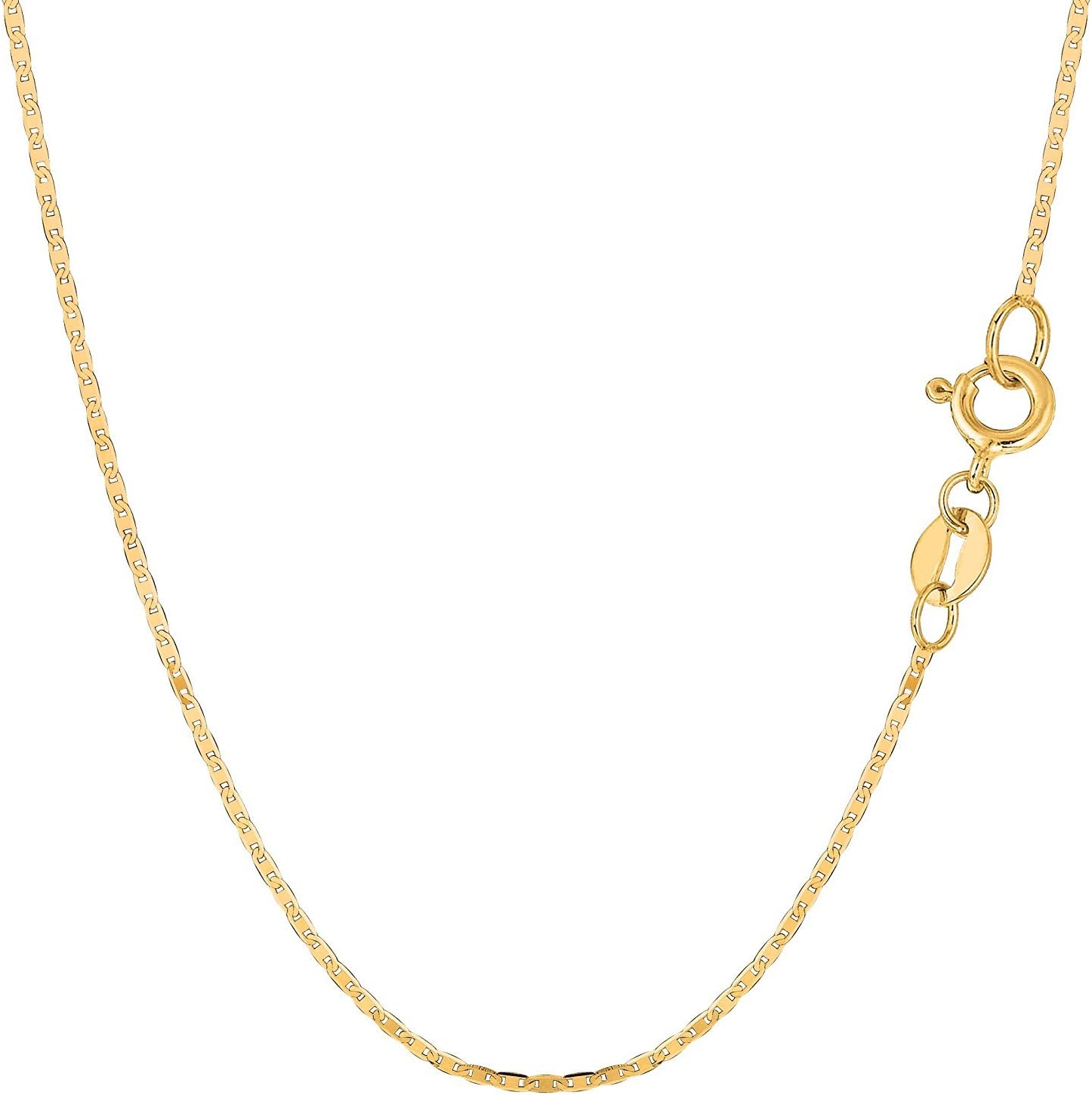 MCS Jewelry 10 Karat Yellow Gold Mariner Link Chain Necklace, 1.2mm (16"-20")