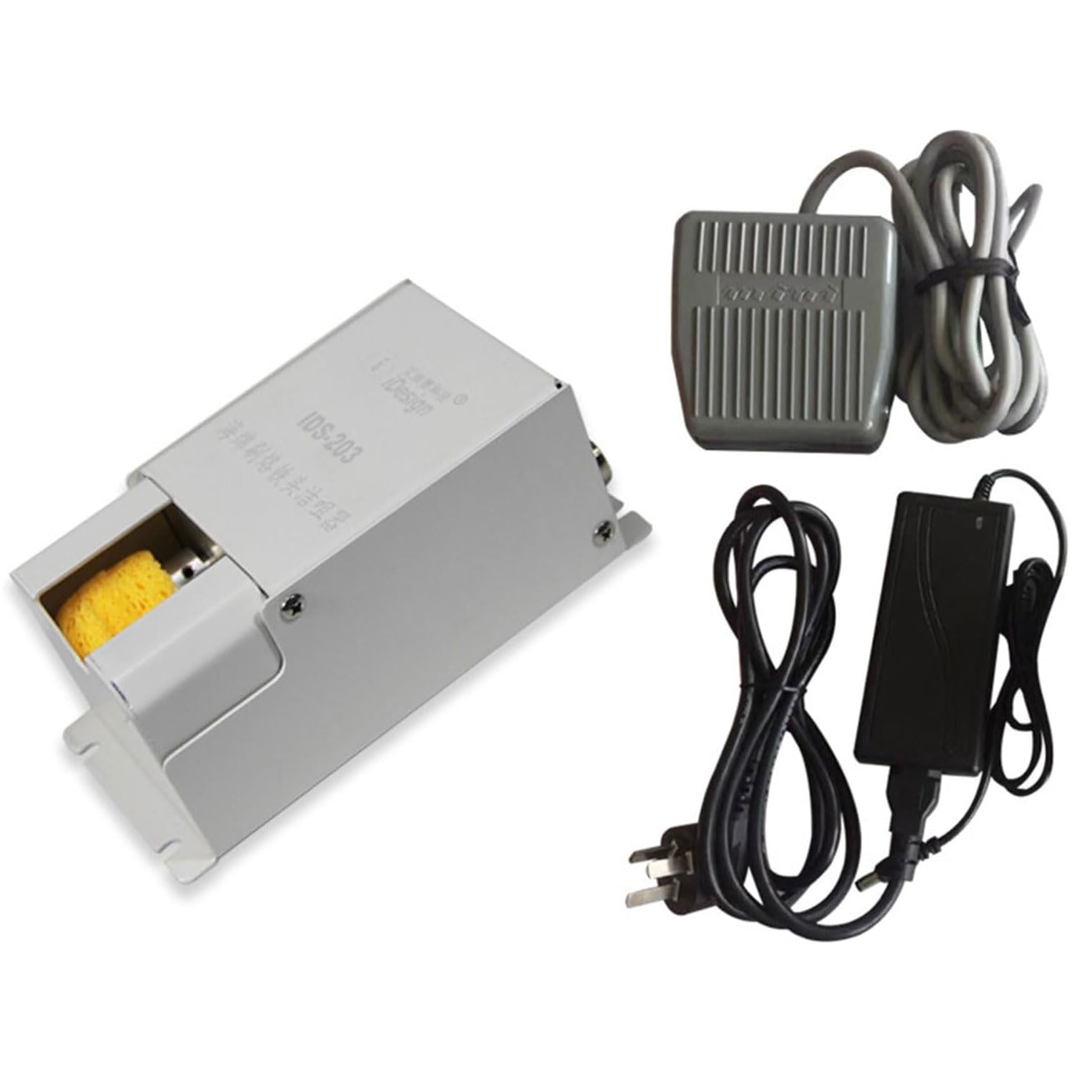 Elektrischer Lötkolbenspitzenreiniger, Lötspitzen-Dosierung 0,6 ~ 2,0 mm, automatische Lötmaschine, mit Schwammbürste & Lötabfallkasten & Fußschalter, Lötspitzenreiniger-Einheit, für Schweißarbeiten