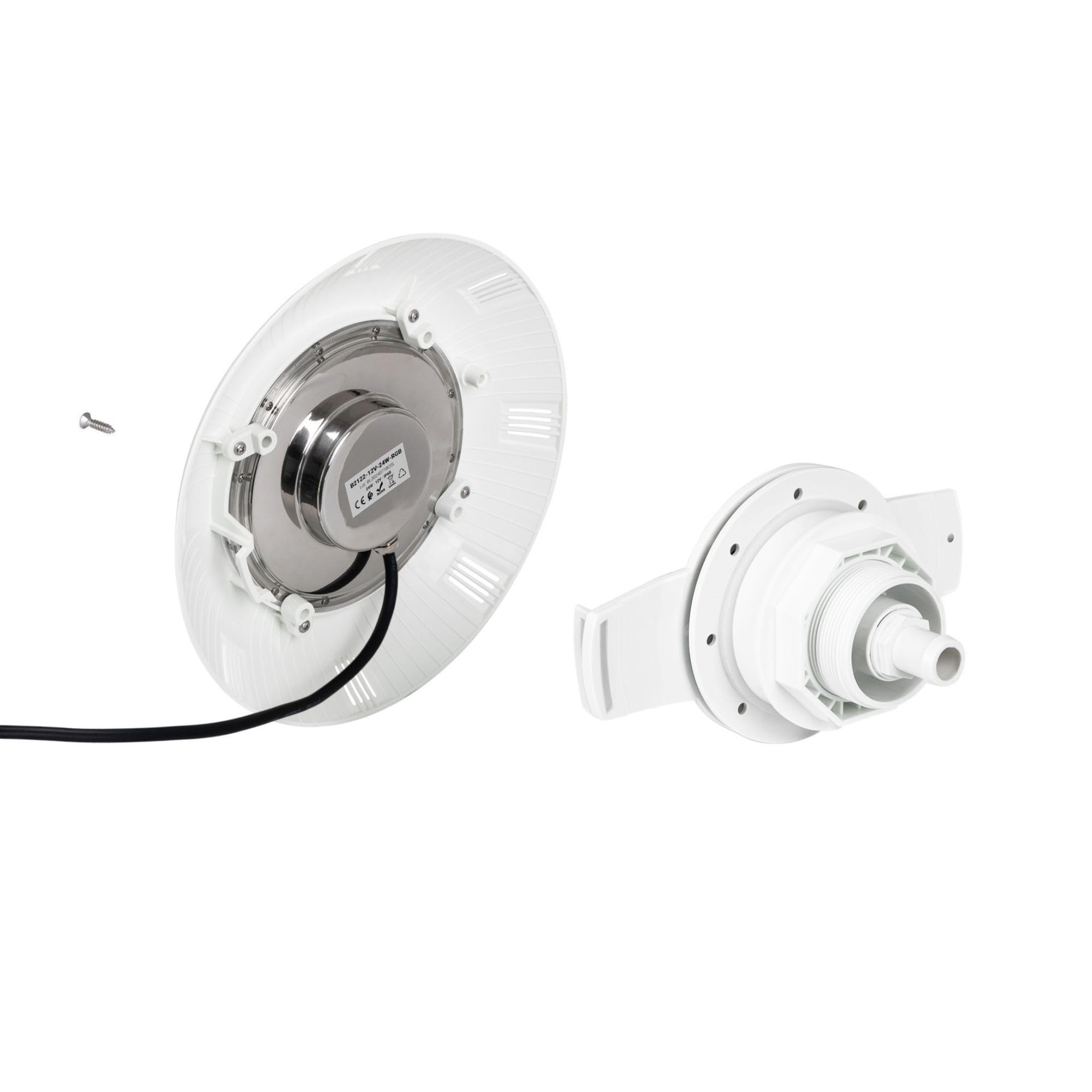 BARCELONA LED Foco LED Piscina Fibra 24W AC12V IP68 Ø295mm Luz Blanca 6500K SMD2835 Foco LED Sumergible para Piscinas de Fibra Montaje Superficie Luz Subacuática para Piscina, Spa, Fuente y Jardín