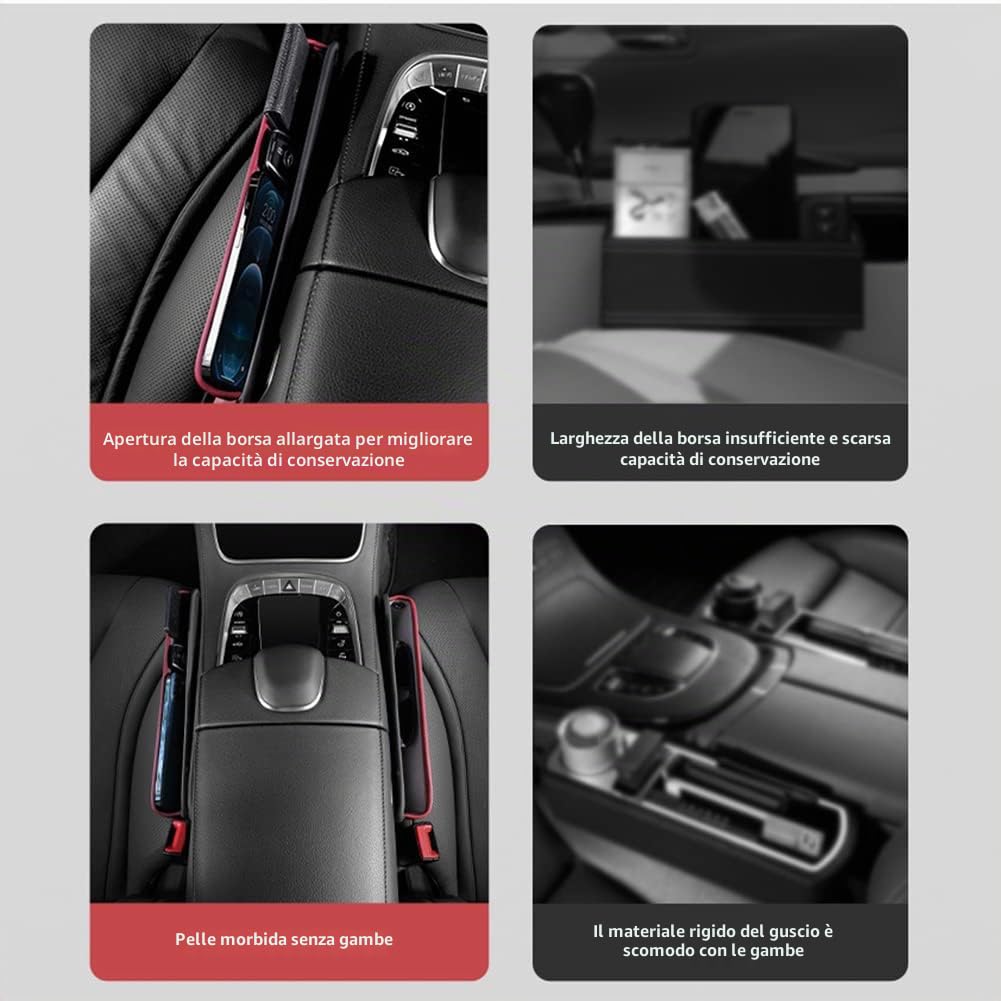 Scatola Portaoggetti Laterale Del Seggiolino Auto, 2 Pezzi Tasca Laterale per Seggiolino Auto Tasca Portaoggetti Organizer Scatola Portaoggetti per Auto per Telefono Occhiali Da Sole Chiavi Carte
