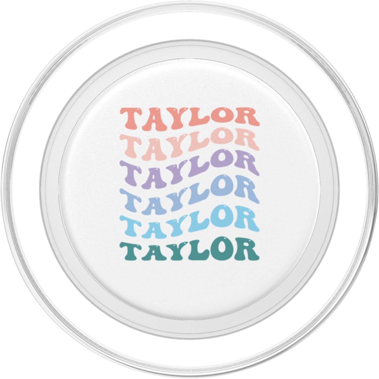 PopSockets PopGrip for MagSafe - Girl Retro Groovy TAYLOR First Name Personalized Birthday Gift - Transparent - Compatible with Any Phone
