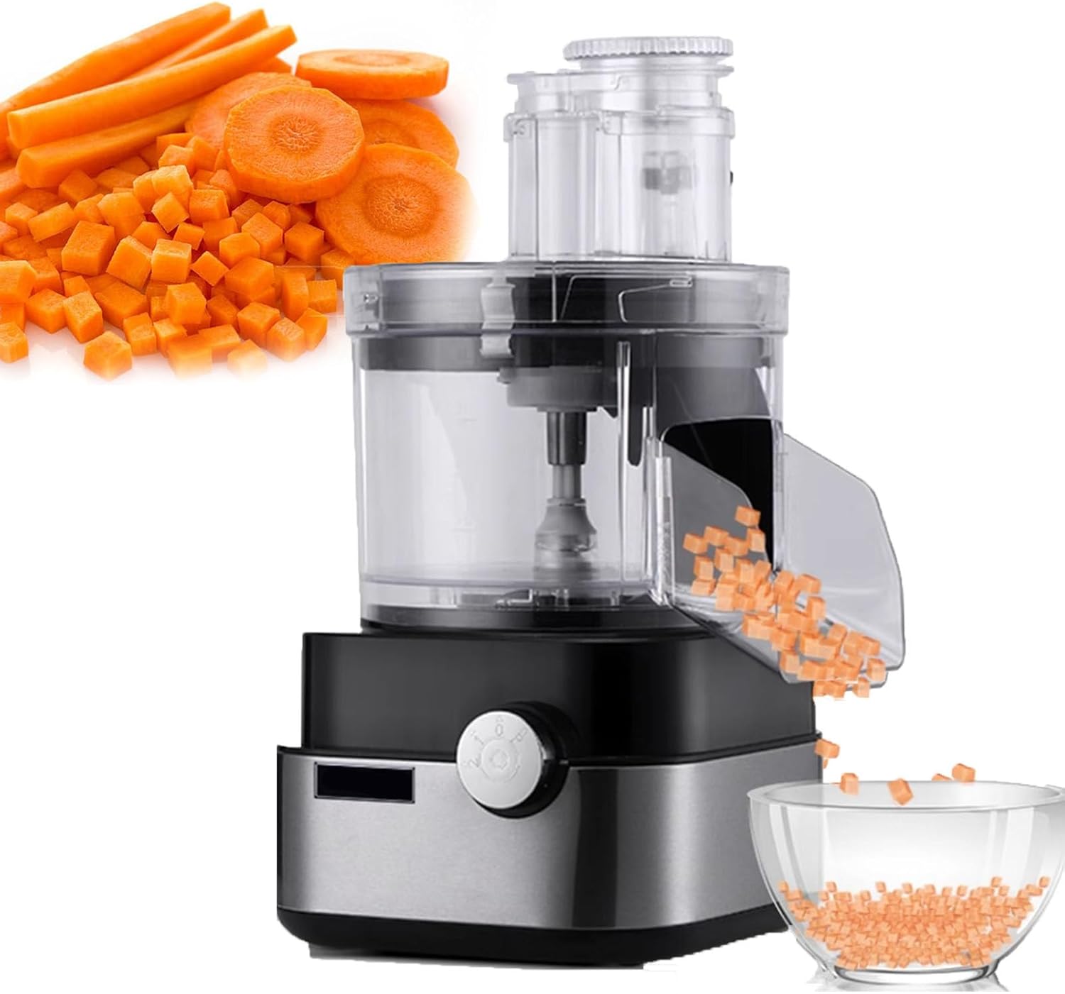 Commercial Food Processor Electric Vegetable Dicer Chopper 600W 5 in 1 Professional Veggie Shredder Grater Multifunctional Meat Grinder Blender with 5 Kinds of Mold