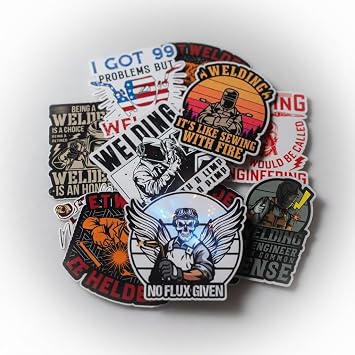 10PCs-2" Hardhat Stickers for Adults, Waterproof Vinyl Water Bottle Stickers for Welding Helmet, Tool Boxes, Mechanic Tools, Blue Collar Gifts for Men